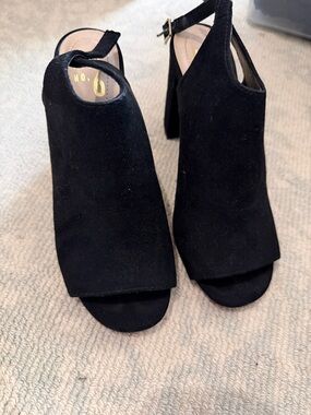 Mix no 6 Black Suede Open-Toe Block Heel Sandals